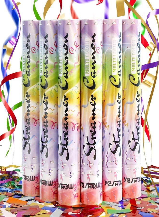 YESHOW Streamer Poppers Confetti Cannon, 6Pack YESHOW Shiny Multicolor Streamers Party Poppers for Graduation, Birthday, Wedding - Image 1